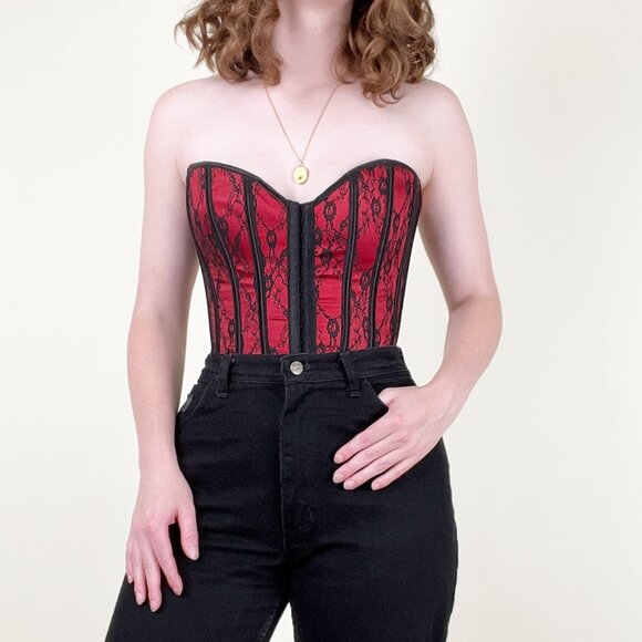 Vintage Coquette Corset Lace Up Tie Whimsigoth Romantic Sexy Lingerie Top Blouse - Picture 8 of 9